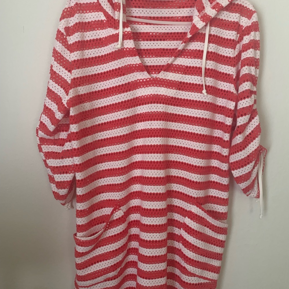Red and White Stripe Cover Up